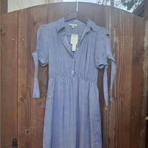 Blue and White Striped Dress